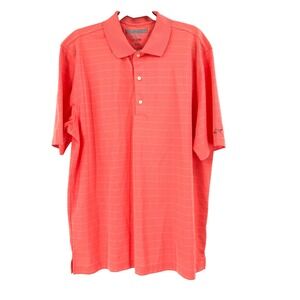 Greg Norman ML75 Golf Polo Men's Shirt XL Orange Play Dry Activewear Striped